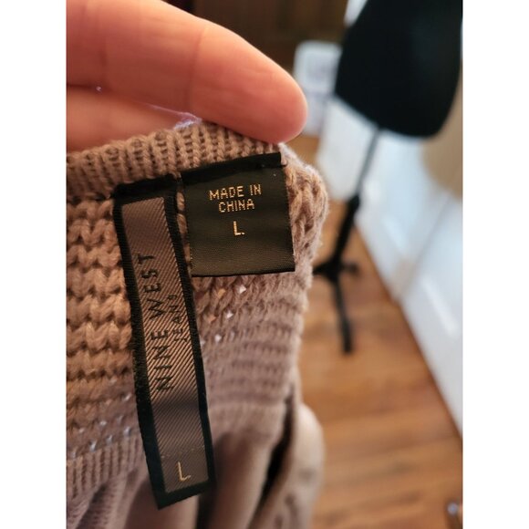 Nine West Light Brown Babydoll A-Line Sweater L Twee Neutral Retro Church Work - Picture 8 of 8